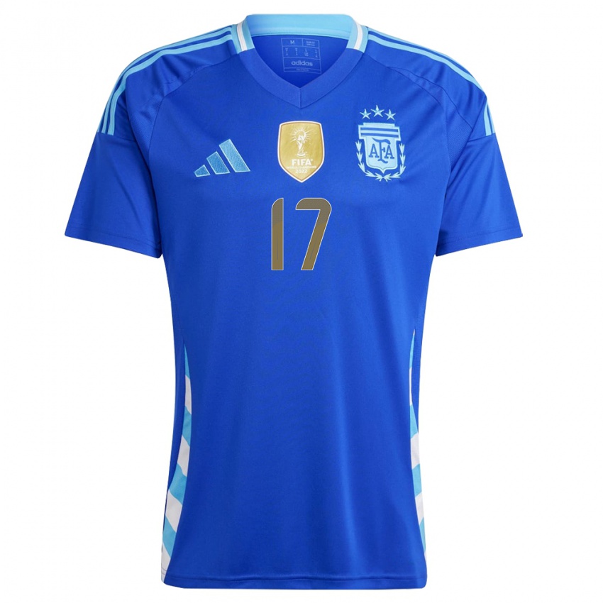 Hombre Camiseta Argentina Papu Gomez #17 Azul 2ª Equipación 24-26 La Camisa