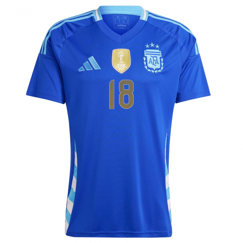 Hombre Camiseta Argentina Jeremias Perez Tica #18 Azul 2ª Equipación 24-26 La Camisa