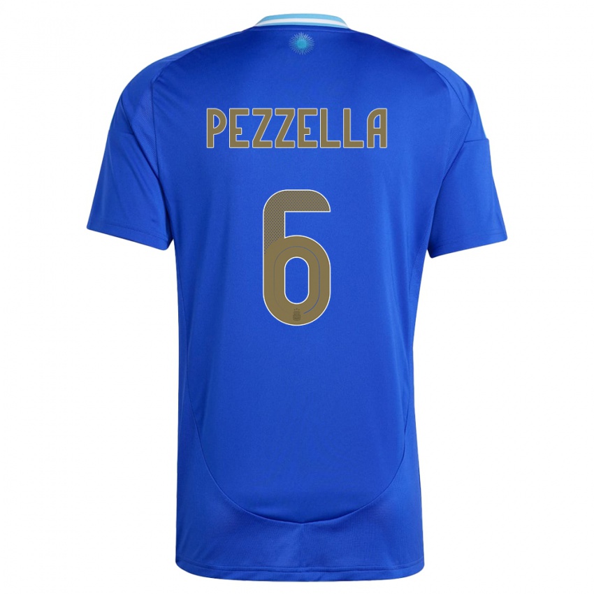Hombre Camiseta Argentina German Pezzella #6 Azul 2ª Equipación 24-26 La Camisa
