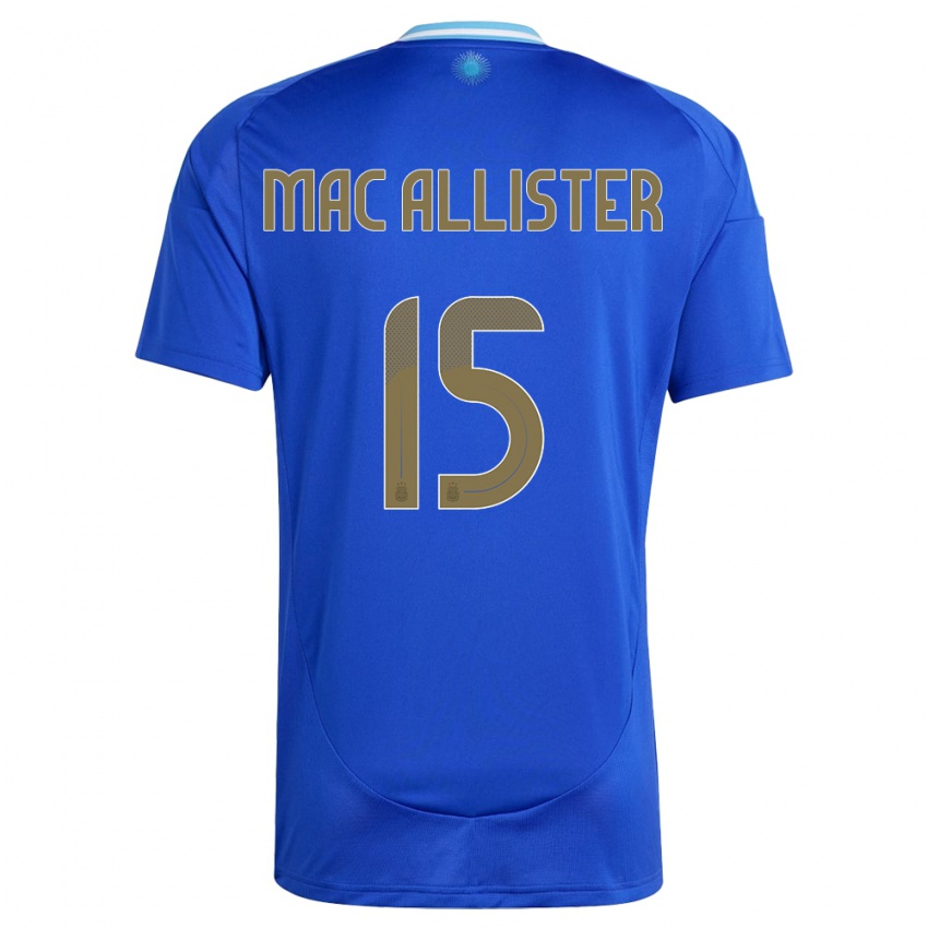 Hombre Camiseta Argentina Alexis Mac Allister #15 Azul 2ª Equipación 24-26 La Camisa