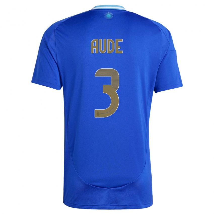 Hombre Camiseta Argentina Julian Aude #3 Azul 2ª Equipación 24-26 La Camisa