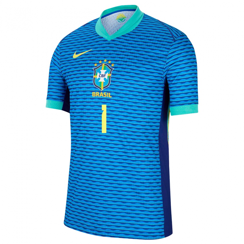 Hombre Camiseta Brasil Mycael Pontes #1 Azul 2ª Equipación 24-26 La Camisa