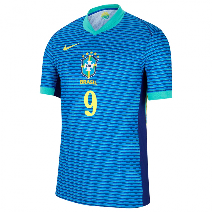 Hombre Camiseta Brasil Endrick #9 Azul 2ª Equipación 24-26 La Camisa