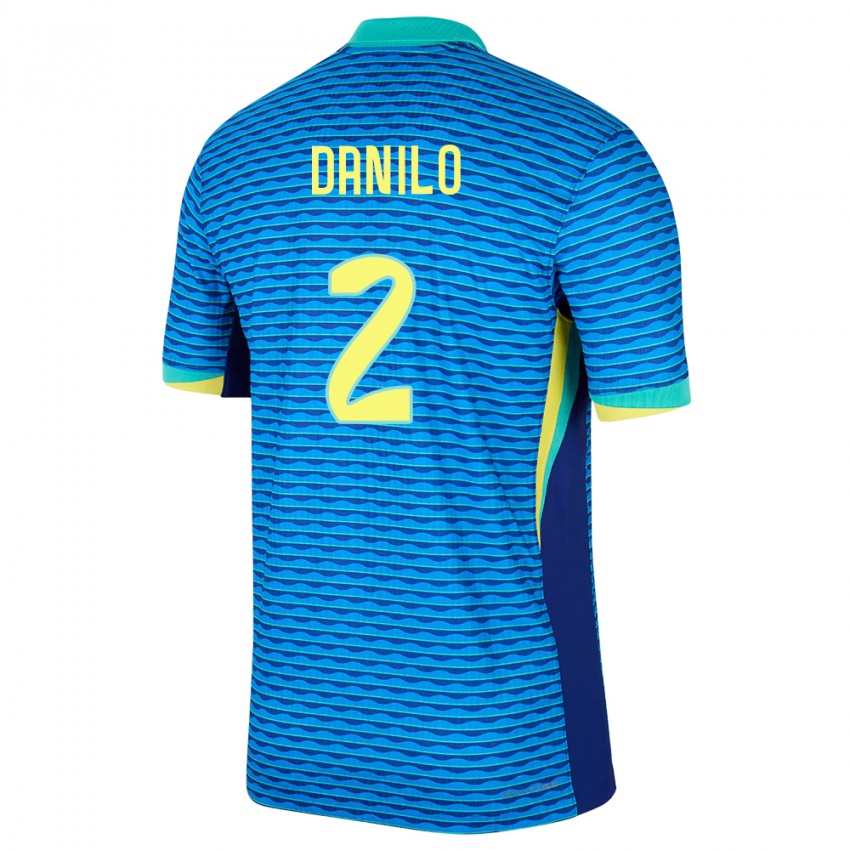 Hombre Camiseta Brasil Danilo #2 Azul 2ª Equipación 24-26 La Camisa