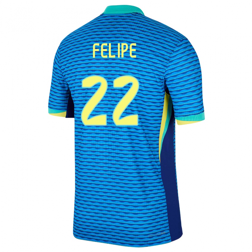 Hombre Camiseta Brasil Cayo Felipe #22 Azul 2ª Equipación 24-26 La Camisa