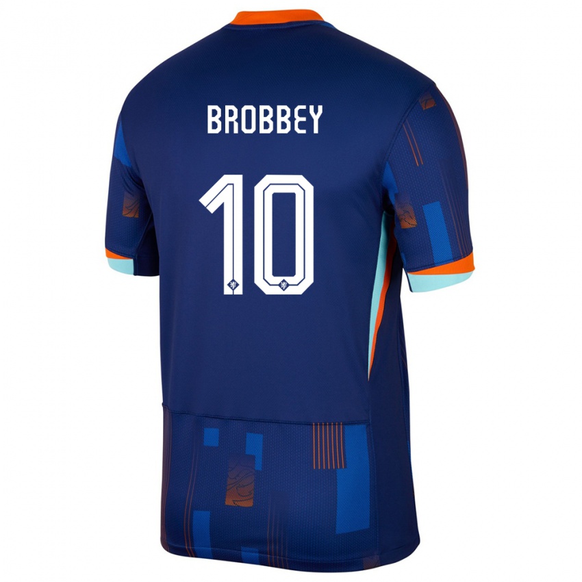 Hombre Camiseta Países Bajos Brian Brobbey #10 Azul 2ª Equipación 24-26 La Camisa