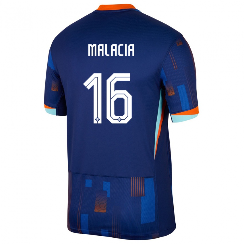 Hombre Camiseta Países Bajos Tyrell Malacia #16 Azul 2ª Equipación 24-26 La Camisa