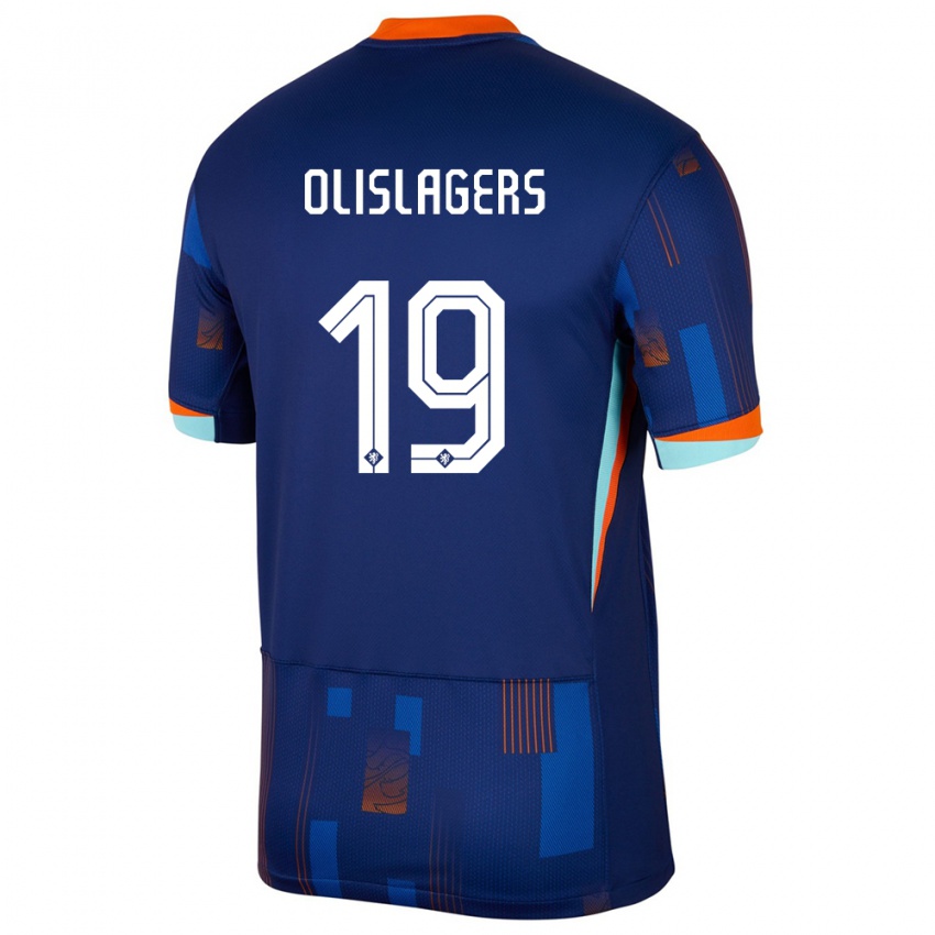 Hombre Camiseta Países Bajos Marisa Olislagers #19 Azul 2ª Equipación 24-26 La Camisa