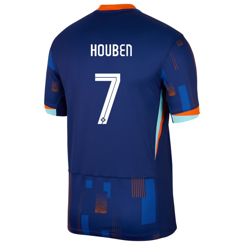 Hombre Camiseta Países Bajos Iggy Houben #7 Azul 2ª Equipación 24-26 La Camisa