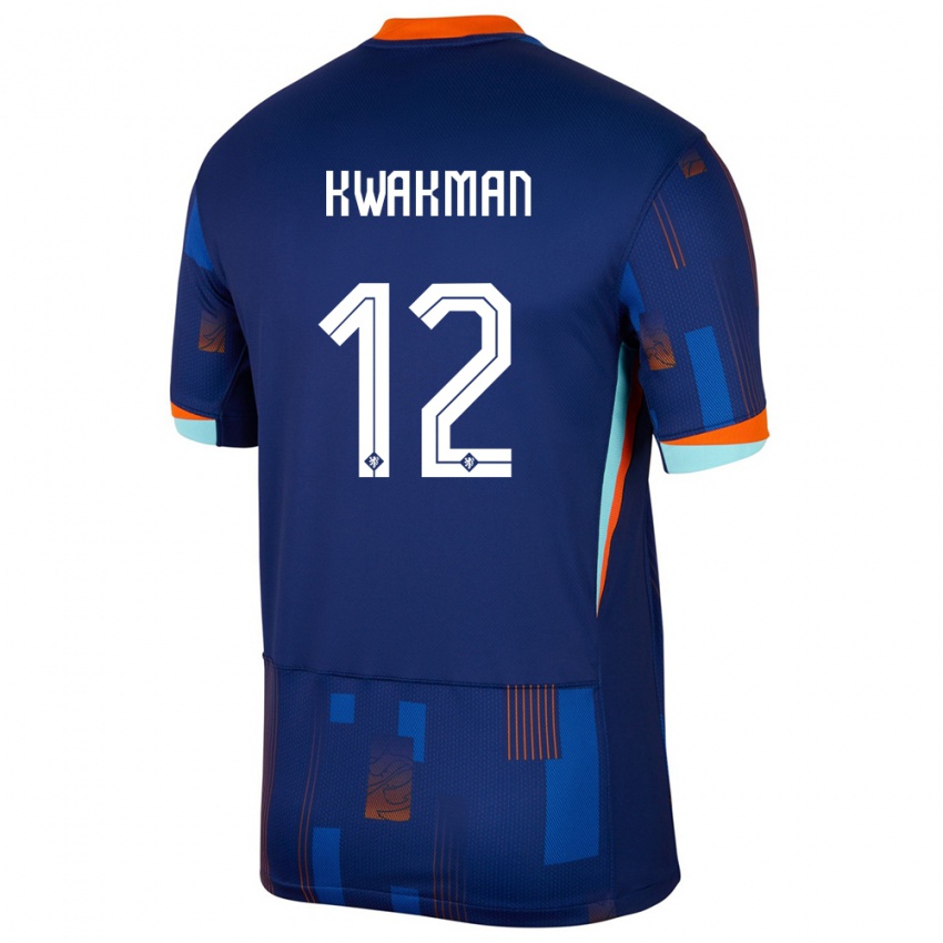 Hombre Camiseta Países Bajos Dave Kwakman #12 Azul 2ª Equipación 24-26 La Camisa