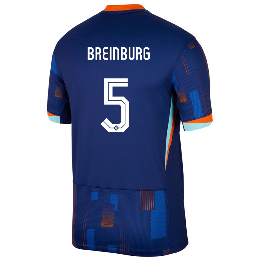Hombre Camiseta Países Bajos Rainey Breinburg #5 Azul 2ª Equipación 24-26 La Camisa