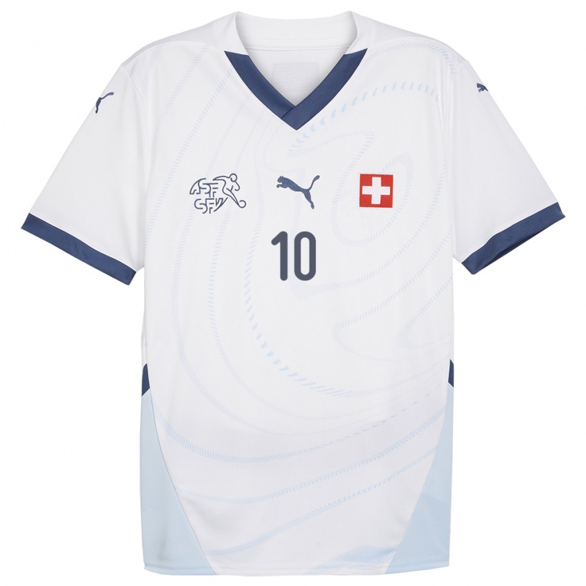 Hombre Camiseta Suiza Ramona Bachmann #10 Blanco 2ª Equipación 24-26 La Camisa