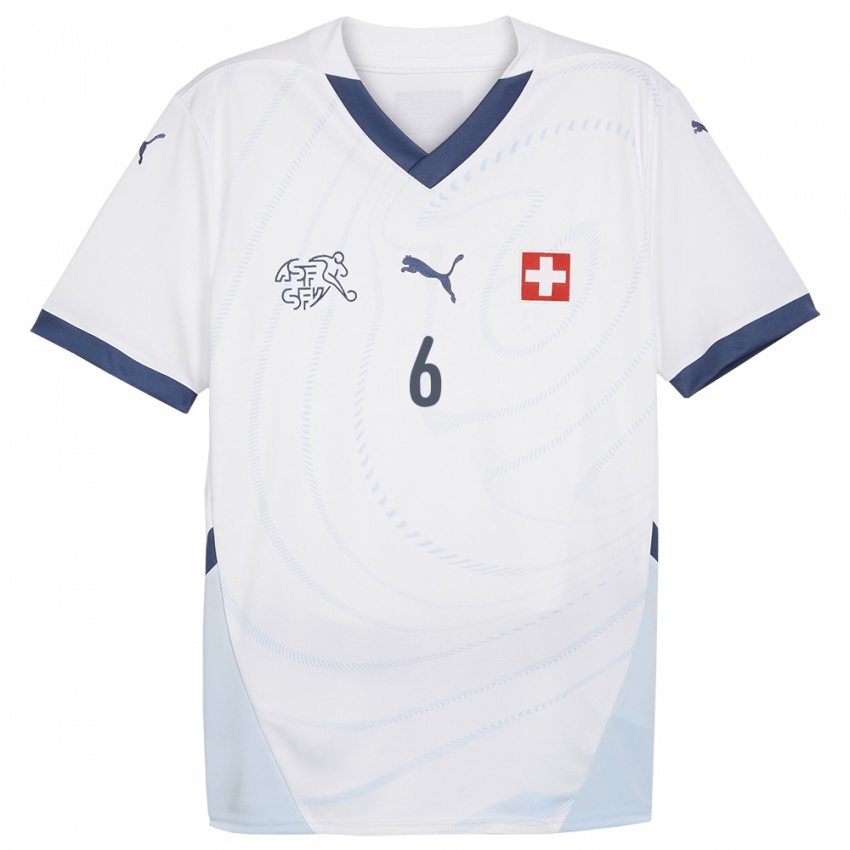 Hombre Camiseta Suiza Denis Zakaria #6 Blanco 2ª Equipación 24-26 La Camisa
