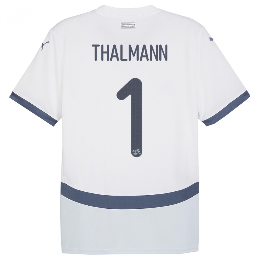 Hombre Camiseta Suiza Gaelle Thalmann #1 Blanco 2ª Equipación 24-26 La Camisa