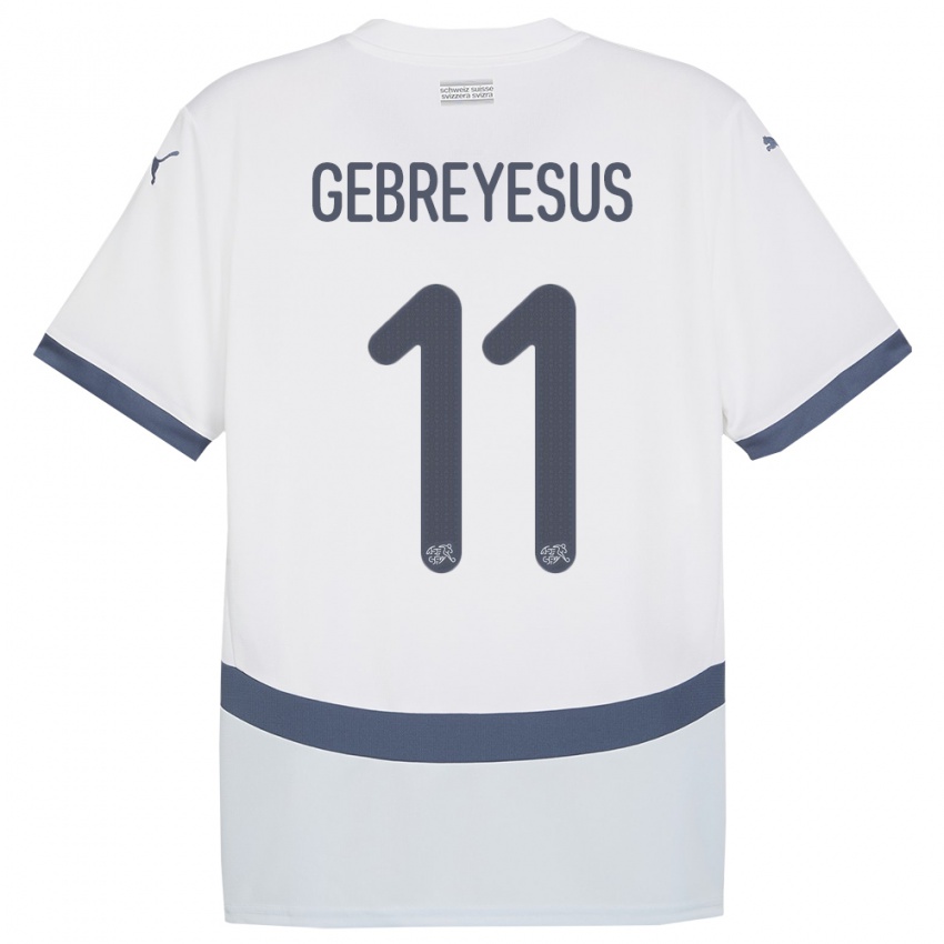 Hombre Camiseta Suiza Esey Gebreyesus #11 Blanco 2ª Equipación 24-26 La Camisa
