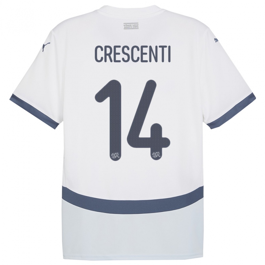 Hombre Camiseta Suiza Federico Crescenti #14 Blanco 2ª Equipación 24-26 La Camisa