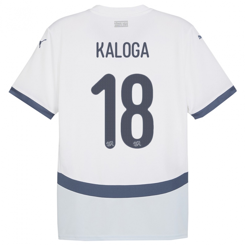 Hombre Camiseta Suiza Issa Kaloga #18 Blanco 2ª Equipación 24-26 La Camisa