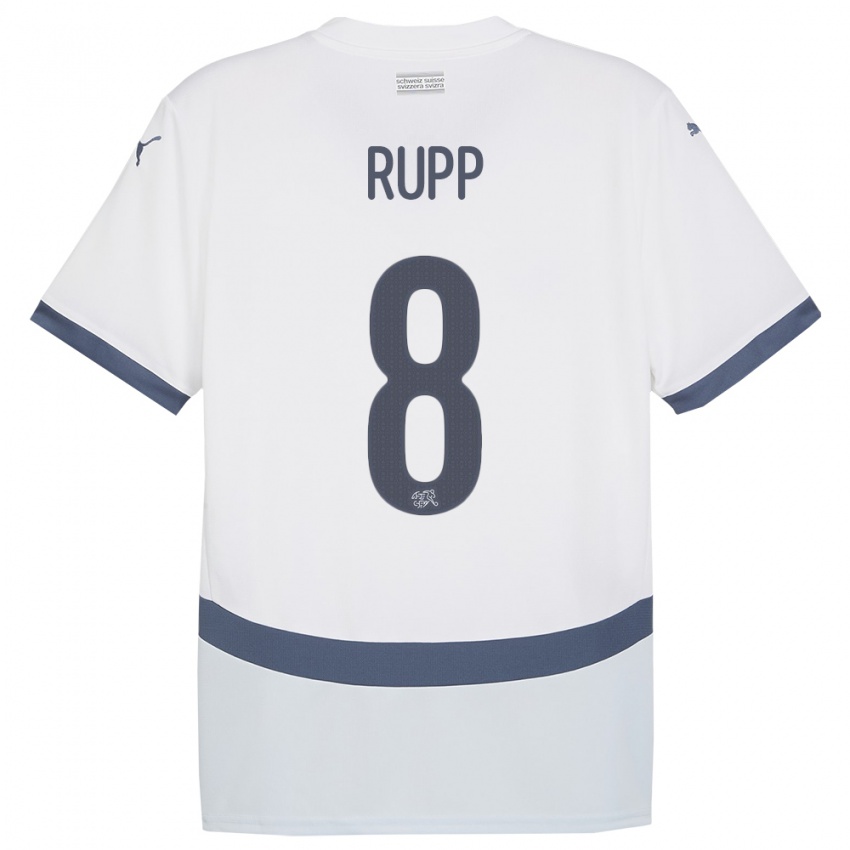Hombre Camiseta Suiza Noah Rupp #8 Blanco 2ª Equipación 24-26 La Camisa