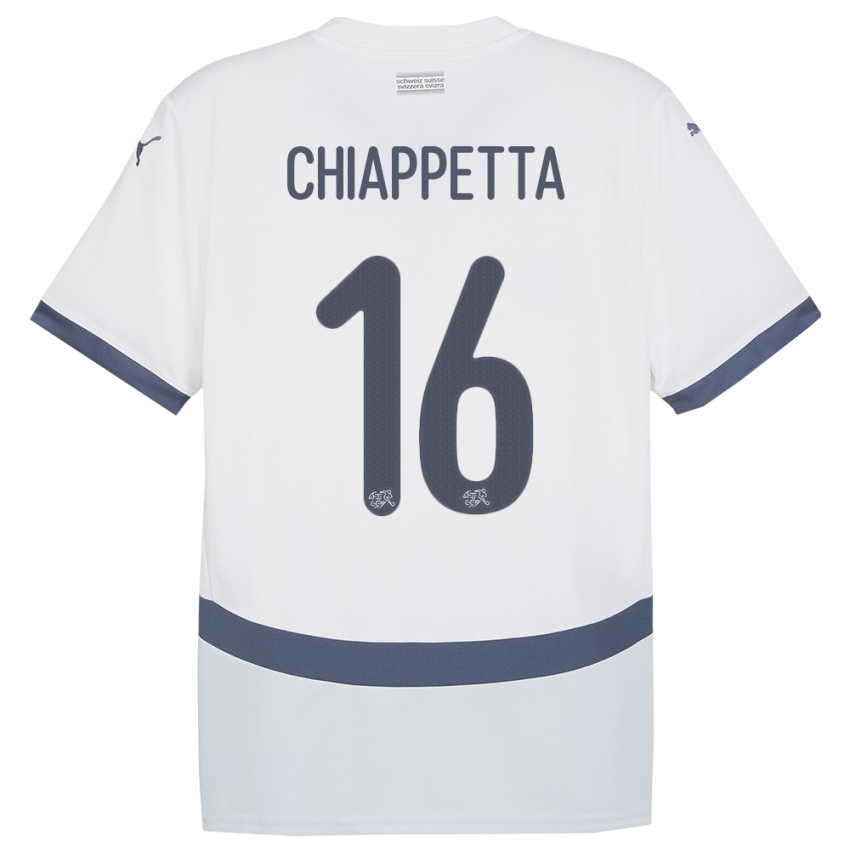 Hombre Camiseta Suiza Carmine Chiappetta #16 Blanco 2ª Equipación 24-26 La Camisa