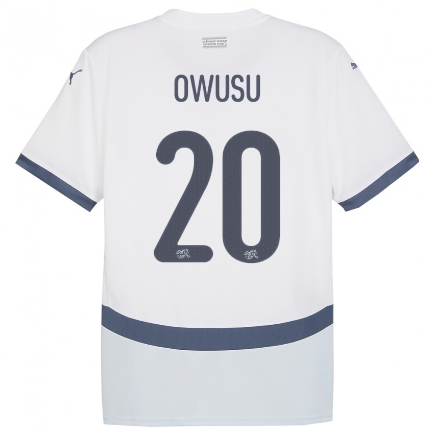 Hombre Camiseta Suiza Tyron Owusu #20 Blanco 2ª Equipación 24-26 La Camisa