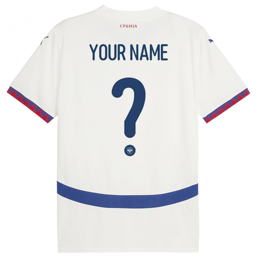 Hombre Camiseta Serbia Su Nombre #0 Blanco 2ª Equipación 24-26 La Camisa