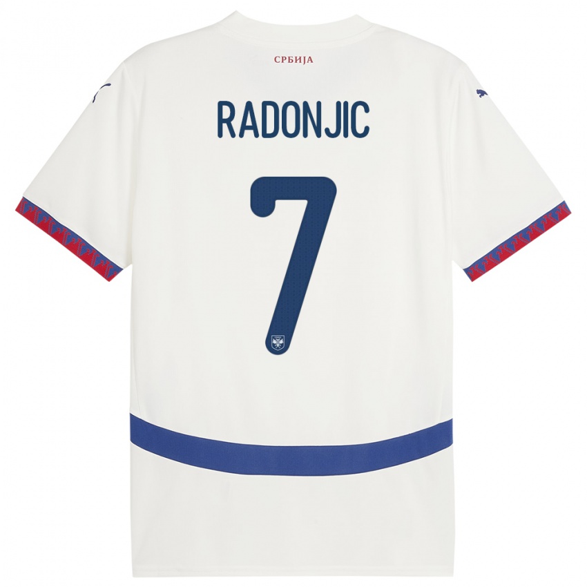 Hombre Camiseta Serbia Nemanja Radonjic #7 Blanco 2ª Equipación 24-26 La Camisa