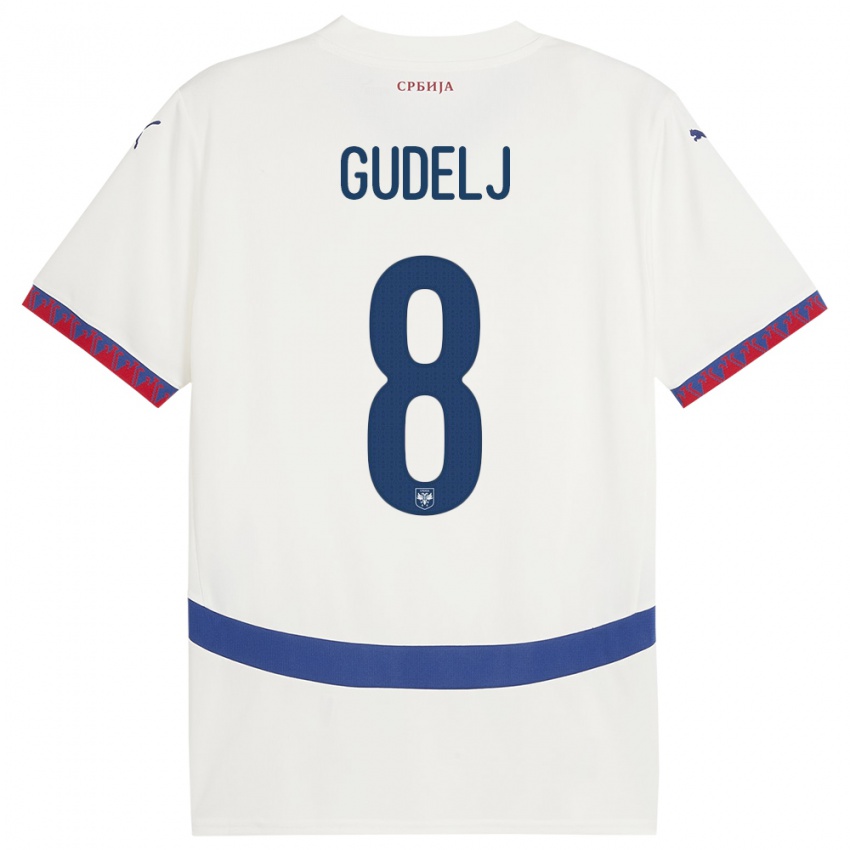 Hombre Camiseta Serbia Nemanja Gudelj #8 Blanco 2ª Equipación 24-26 La Camisa