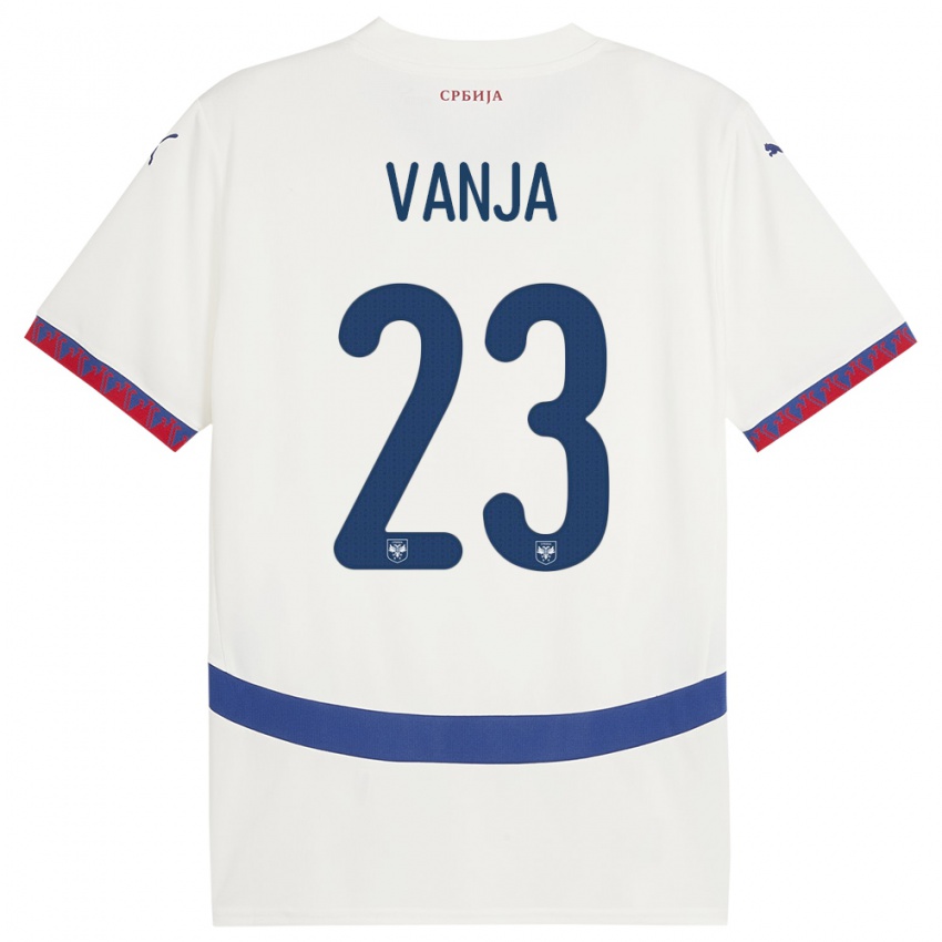 Hombre Camiseta Serbia Vanja Milinkovic-Savic #23 Blanco 2ª Equipación 24-26 La Camisa