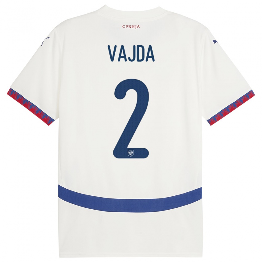 Hombre Camiseta Serbia Orsoja Vajda #2 Blanco 2ª Equipación 24-26 La Camisa