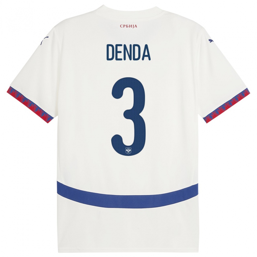 Hombre Camiseta Serbia Milica Denda #3 Blanco 2ª Equipación 24-26 La Camisa
