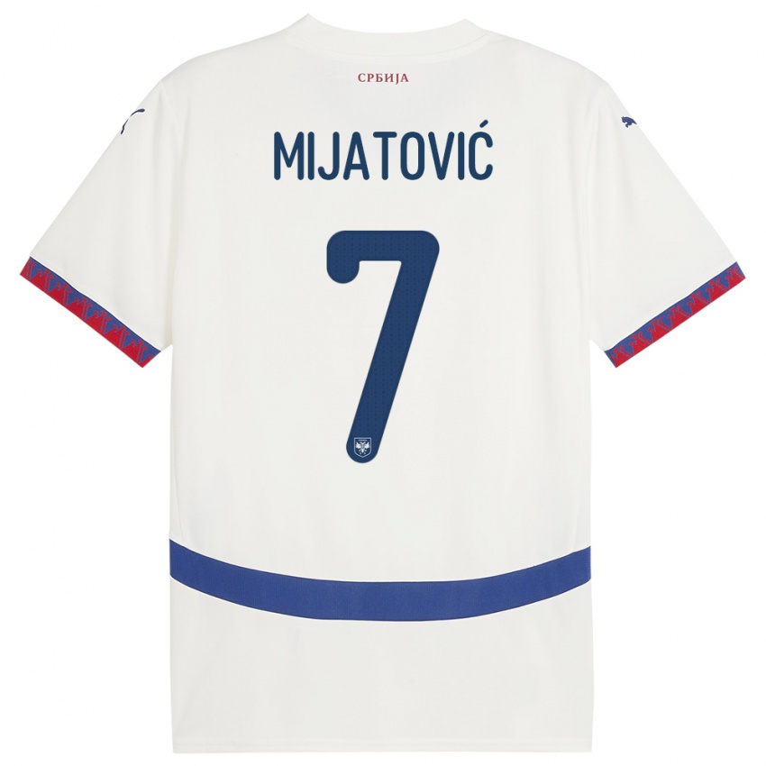 Hombre Camiseta Serbia Milica Mijatovic #7 Blanco 2ª Equipación 24-26 La Camisa