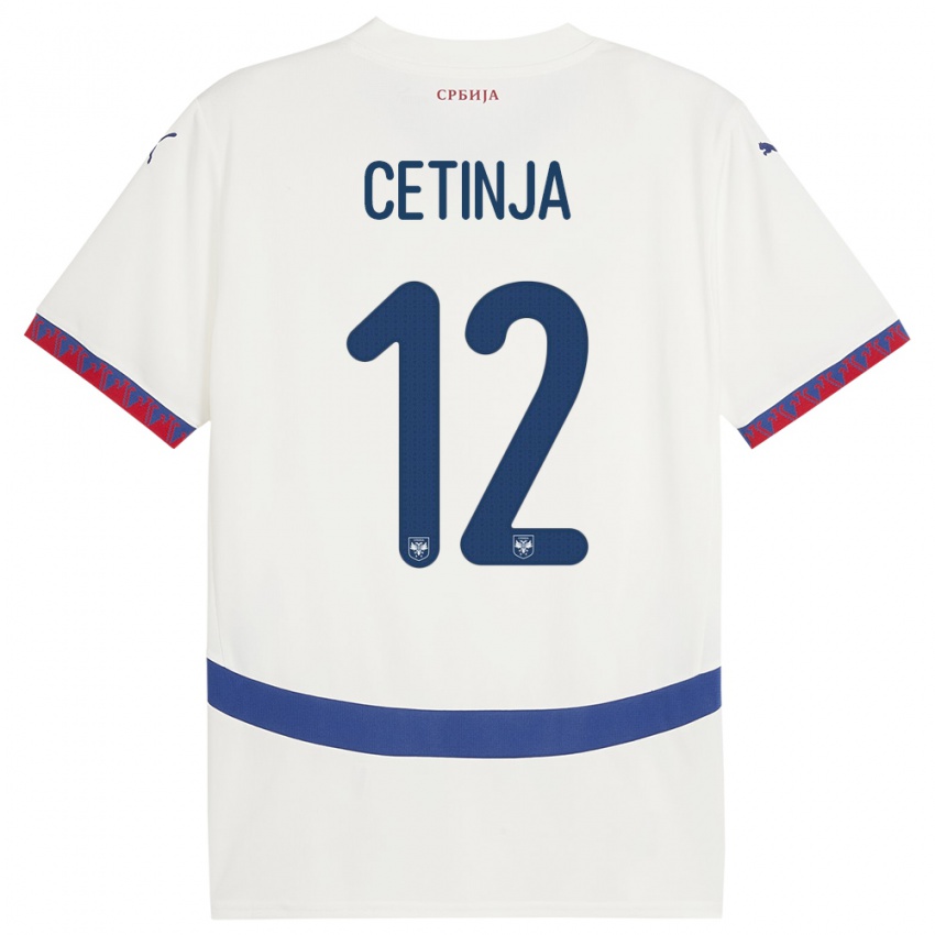 Hombre Camiseta Serbia Sara Cetinja #12 Blanco 2ª Equipación 24-26 La Camisa