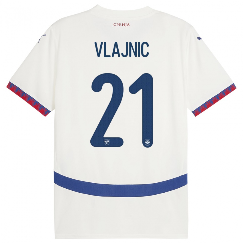 Hombre Camiseta Serbia Tyla Jay Vlajnic #21 Blanco 2ª Equipación 24-26 La Camisa