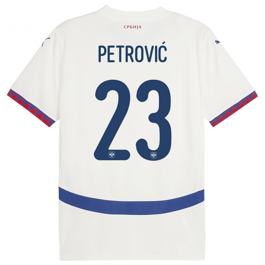 Hombre Camiseta Serbia Jovana Petrovic #23 Blanco 2ª Equipación 24-26 La Camisa