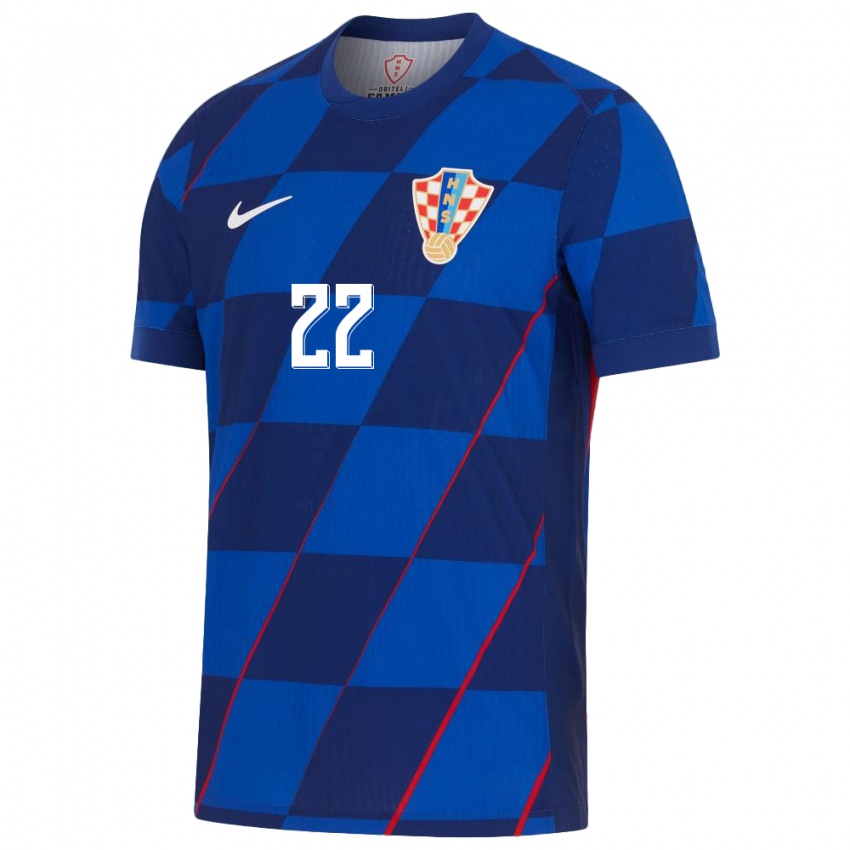 Hombre Camiseta Croacia Niko Jankovic #22 Azul 2ª Equipación 24-26 La Camisa