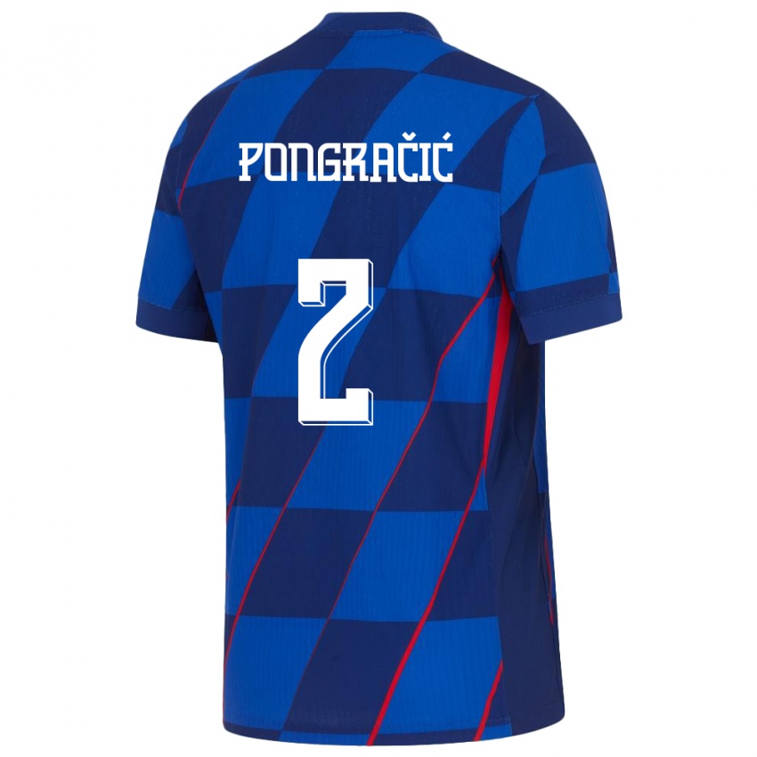 Hombre Camiseta Croacia Marin Pongracic #2 Azul 2ª Equipación 24-26 La Camisa