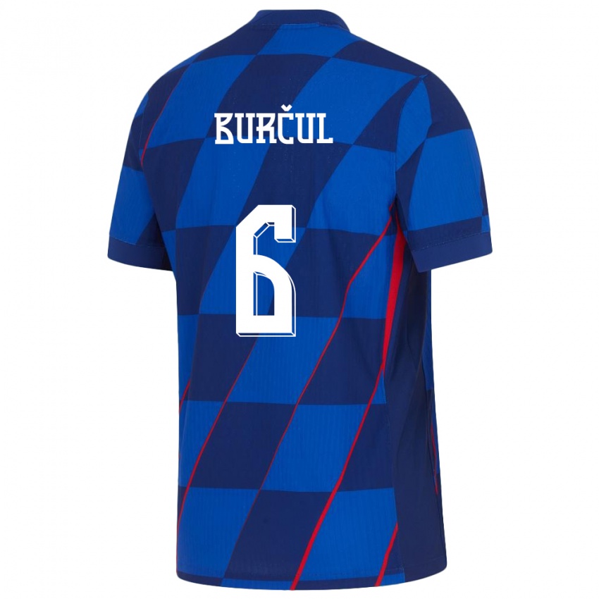 Hombre Camiseta Croacia Bruno Burcul #6 Azul 2ª Equipación 24-26 La Camisa