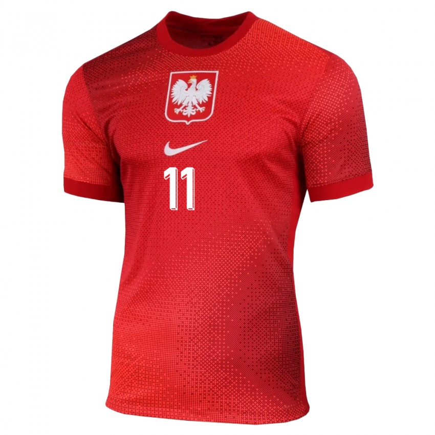 Hombre Camiseta Polonia Jakub Antczak #11 Rojo 2ª Equipación 24-26 La Camisa