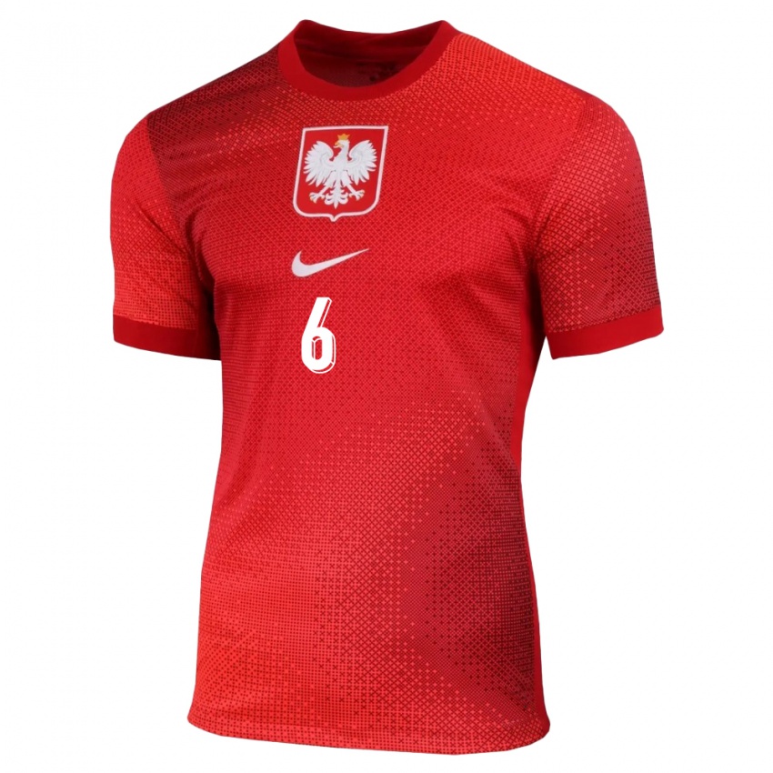 Hombre Camiseta Polonia Mateusz Wieteska #6 Rojo 2ª Equipación 24-26 La Camisa