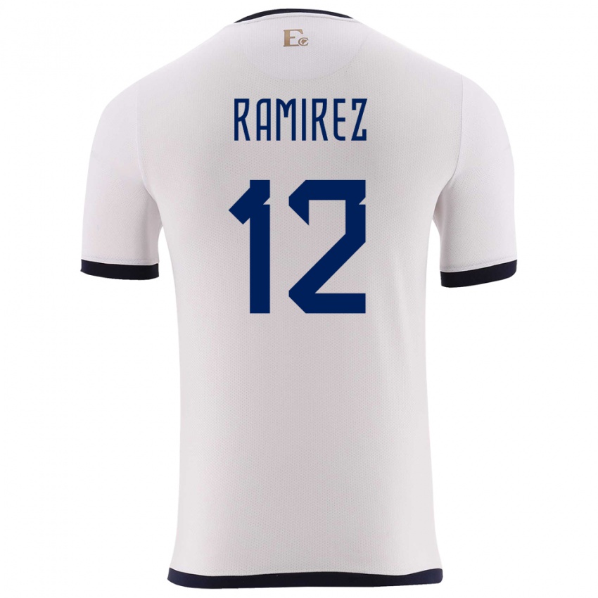 Hombre Camiseta Ecuador Moises Ramirez #12 Blanco 2ª Equipación 24-26 La Camisa