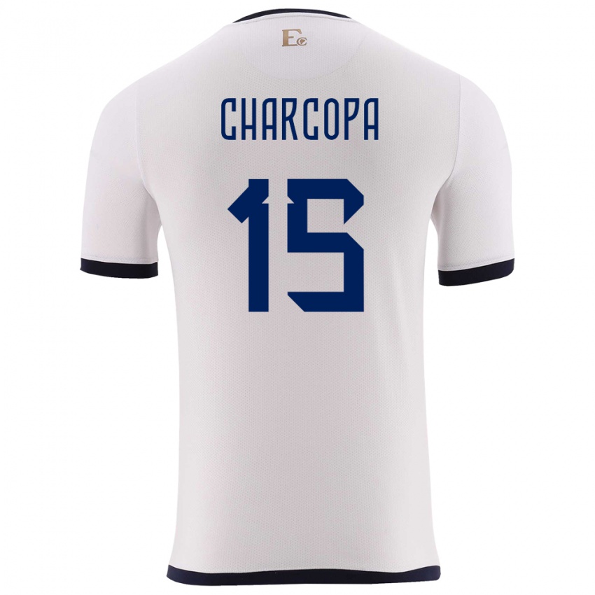 Hombre Camiseta Ecuador Nicole Charcopa #15 Blanco 2ª Equipación 24-26 La Camisa