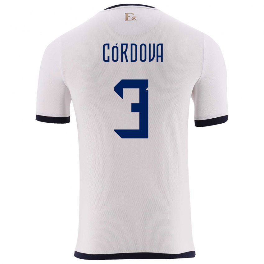 Hombre Camiseta Ecuador Luis Cordova #3 Blanco 2ª Equipación 24-26 La Camisa
