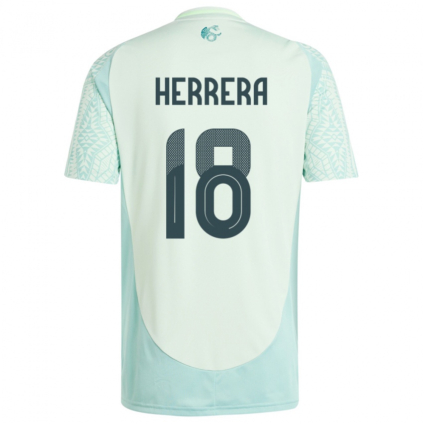Hombre Camiseta México Ozziel Herrera #18 Lino Verde 2ª Equipación 24-26 La Camisa