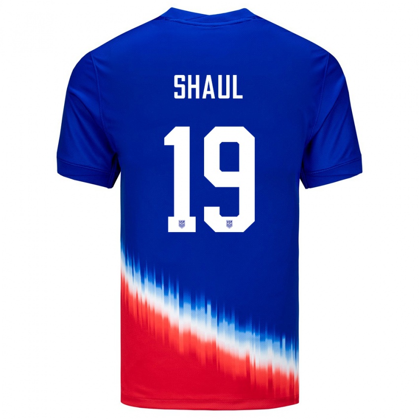 Hombre Camiseta Estados Unidos Ian Shaul #19 Azul 2ª Equipación 24-26 La Camisa