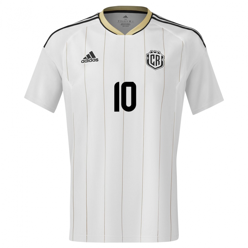 Hombre Camiseta Costa Rica Brandon Aguilera #10 Blanco 2ª Equipación 24-26 La Camisa