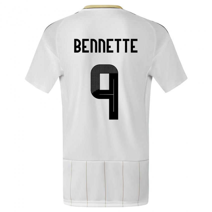 Hombre Camiseta Costa Rica Jewison Bennette #9 Blanco 2ª Equipación 24-26 La Camisa