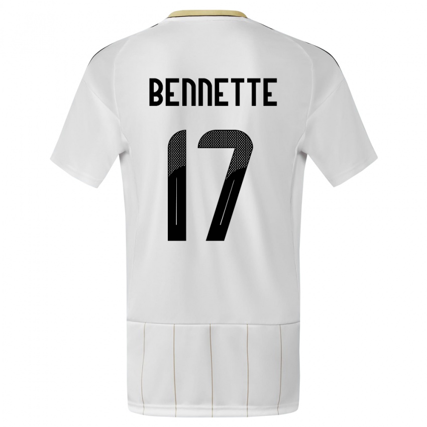 Hombre Camiseta Costa Rica Jewison Bennette #17 Blanco 2ª Equipación 24-26 La Camisa