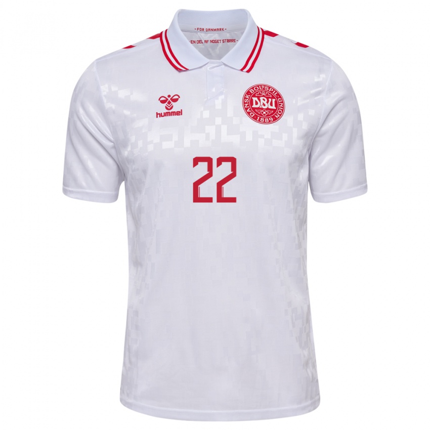 Hombre Camiseta Dinamarca Frederik Ronnow #22 Blanco 2ª Equipación 24-26 La Camisa