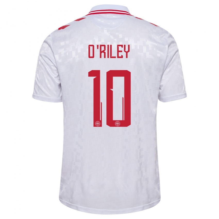 Hombre Camiseta Dinamarca Matt O Riley #10 Blanco 2ª Equipación 24-26 La Camisa