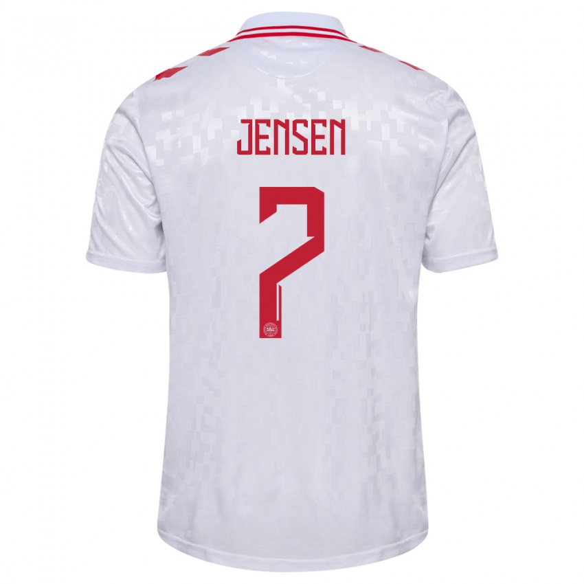 Hombre Camiseta Dinamarca Mathias Jensen #7 Blanco 2ª Equipación 24-26 La Camisa